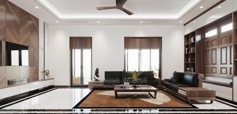 Mẫu thiết kế nội thất phòng khách hiện đại và đẹp mắt tại biệt thự Đông Anh Hà Nội.